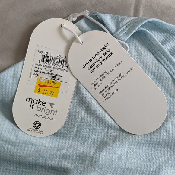 Diadora Workout Top NWT XL light sky blue - Picture 9 of 9